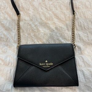 Kate Spade Black and Gold Crossbody Bag with Chain Strap